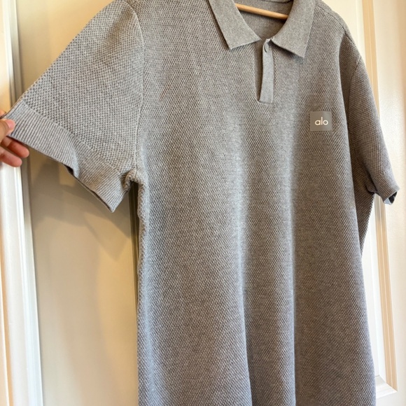 Alo Sports Club Sweater Knit Polo Grey Size XL - Picture 6 of 15